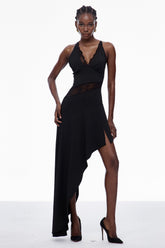 Carlota Tek Omuzlu Dantel Asimetrik Uzun Elbise